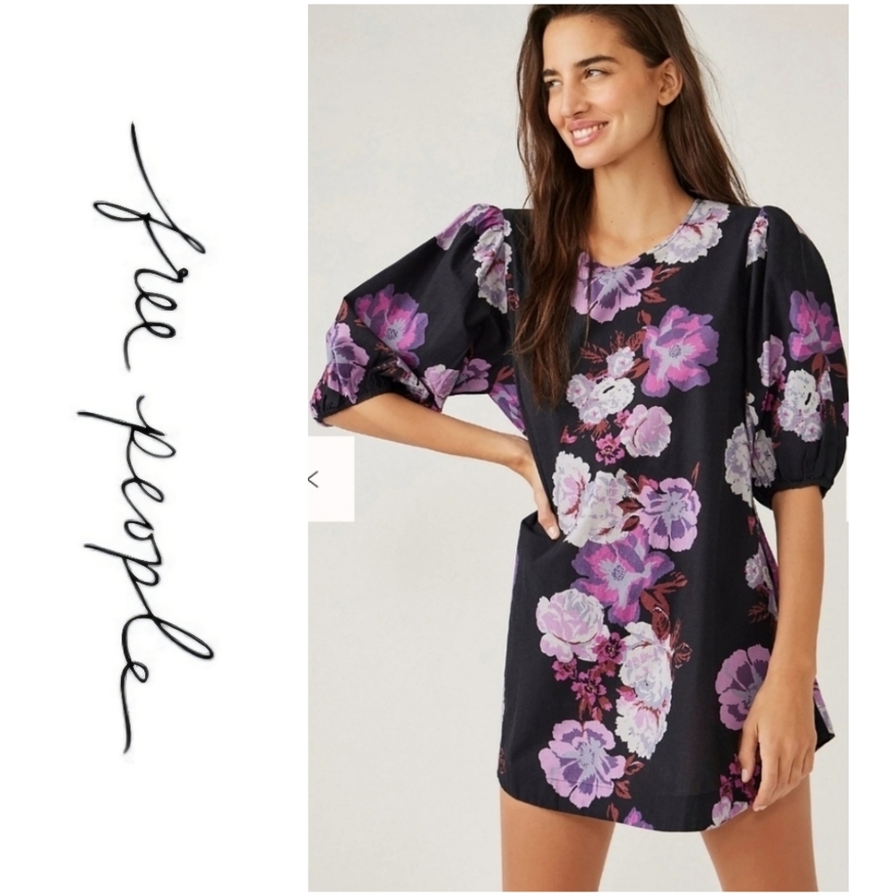 NWT Free People Maye Poplin Tunic Mini Dress Midnight Combo Sz S